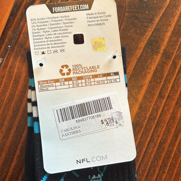 NFL Carolina Panthers Four Stripe Deuce Performance Crew Socks-BRAND NEW - Picture 6 of 6